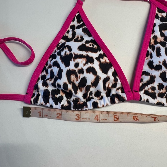 Pink Black White Leopard Thong Bikini Padded Top Size Small New NWT - Picture 12 of 13